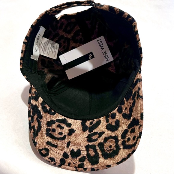 Nine West Leopard Corduroy Baseball Cap Hat Brown/Black - Picture 10 of 13